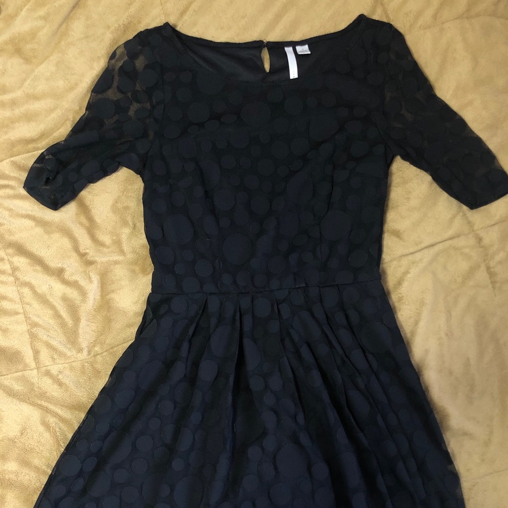 lauren conrad black polka dot mesh dress